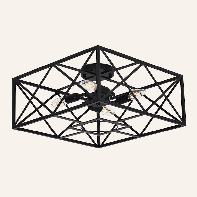 4-light rectangle ceiling light - Matte Black