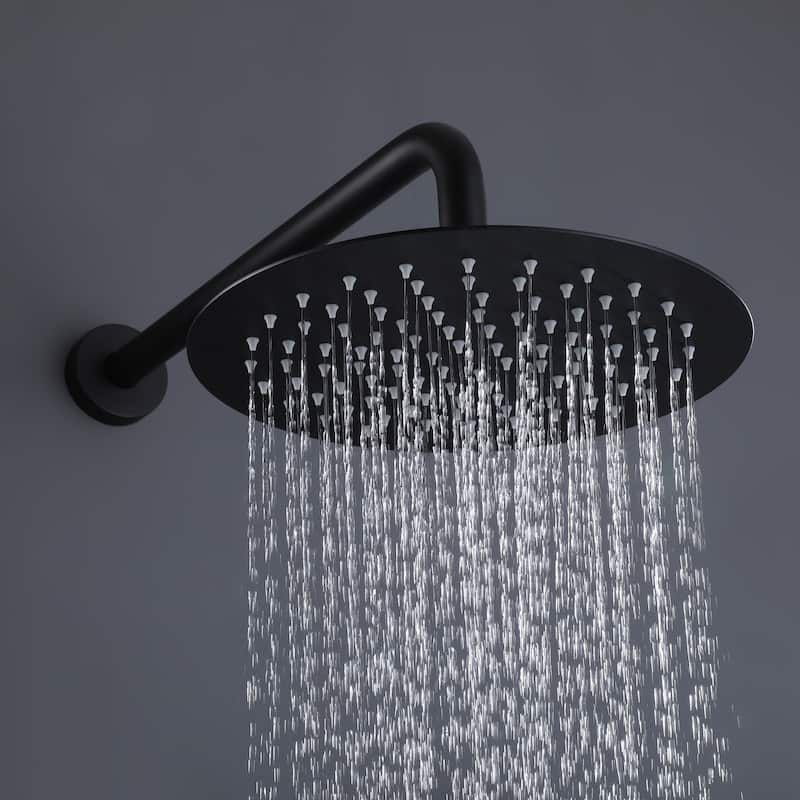 Modland 10" Air Boost Rain Shower Head - High Pressure, WaterSense 1.8GPM, Matte Black/Brushed Gold - Black