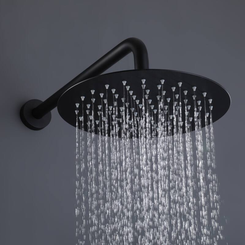 Rotatable 12'' High Pressure Rain Shower Head with Self-Cleaning and Aerating Technology - Black