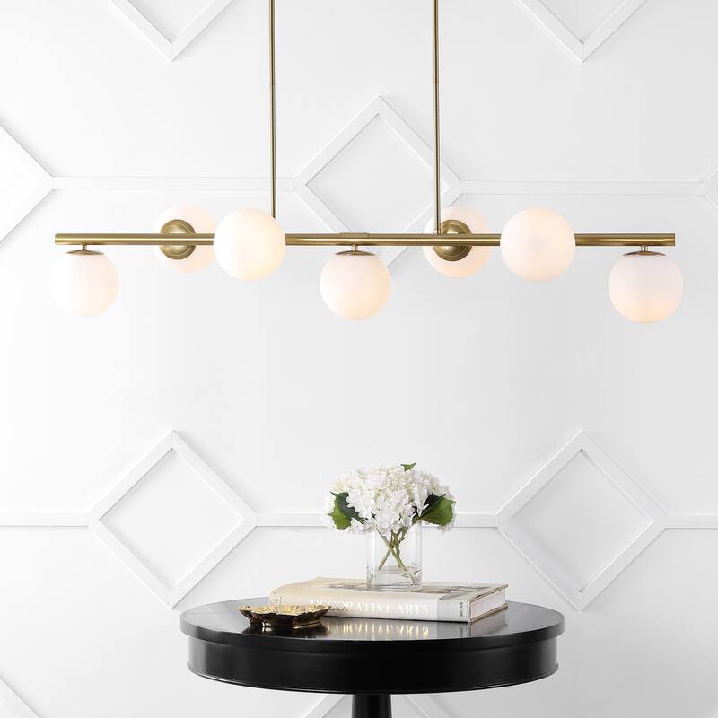 Luca Parisian 53" 7-Light Modern Glam Iron Globe Linear LED Pendant by JONATHAN Y