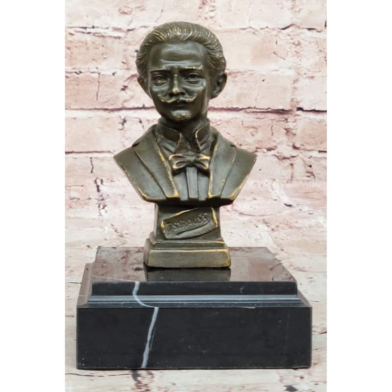 Johann Strauss Bronze Composer Bust On Marble Base