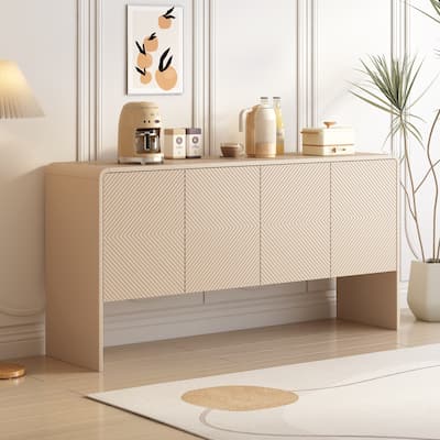 Minimalist Style Large Storage Space Buffet Sideboard Cabinet with 4 Doors, Modern Storage Cabinet Entryway Table