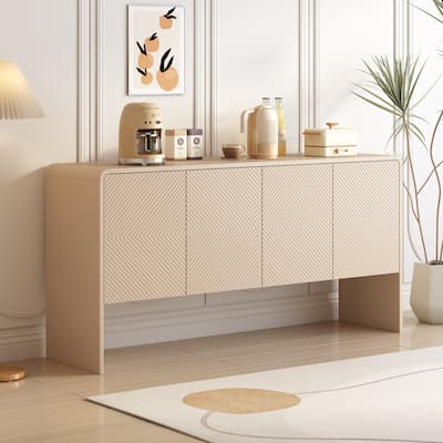 Minimalist Style Sideboard with 4 Doors and Rebound Device, 60" L Large Storage Space Console Table Versatile Buffet Cabinet