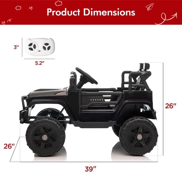 dimension image slide 2 of 4, 12V Ride on Car for Kids 3 Speeds Truck to Drive