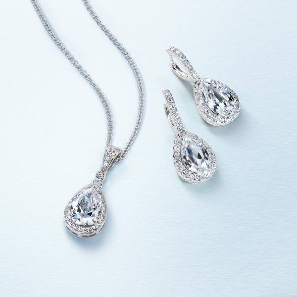 Liara Tear Drop Jeweled Necklace with Cubic Zirconia Polished and Nickel Free Liara Tear Drop Jeweled Necklace with Cubic Zirconia Polished and Nickel Free
