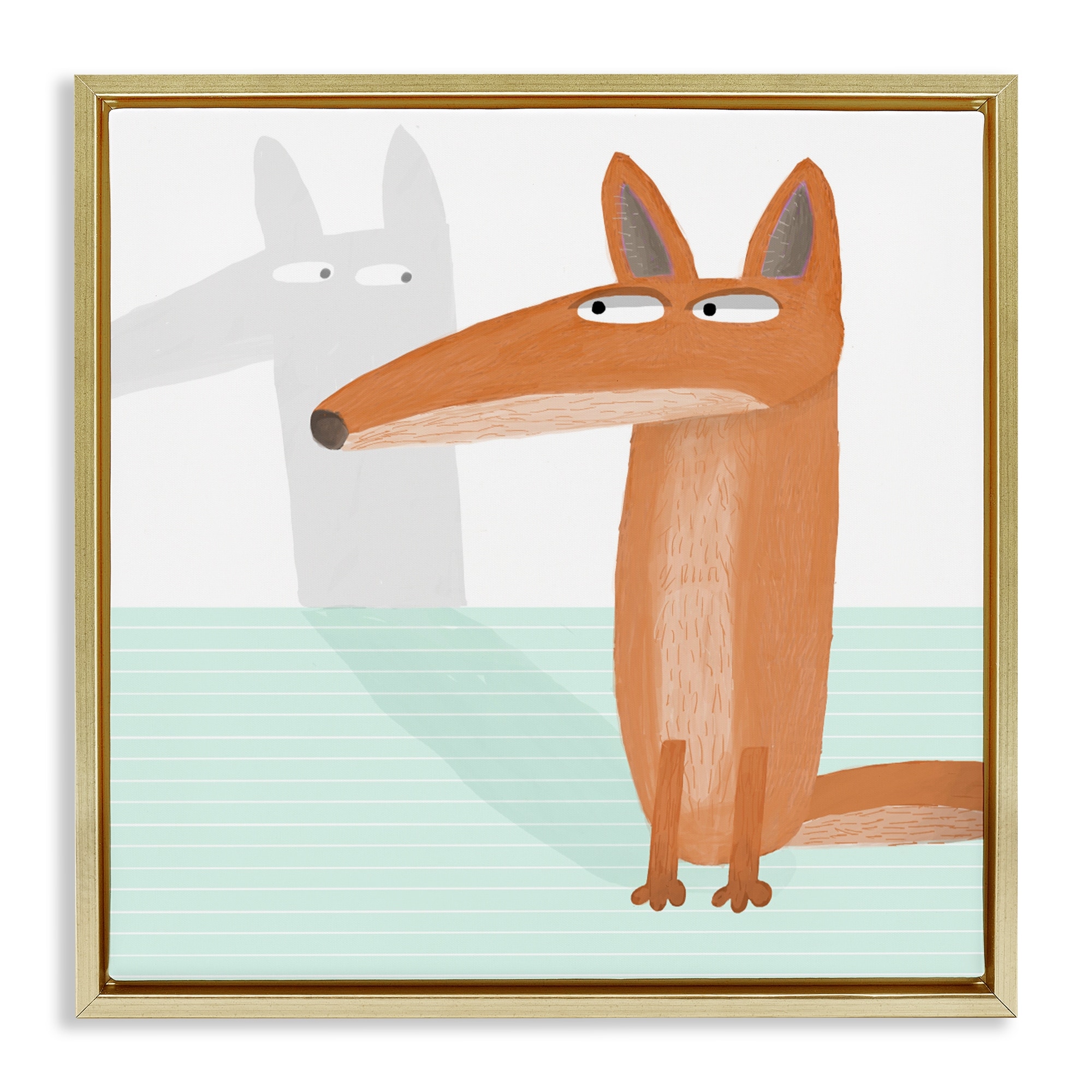 Stupell Whimsical Fox Shadow Framed Floater Canvas Wall Art Design By Carla Daly