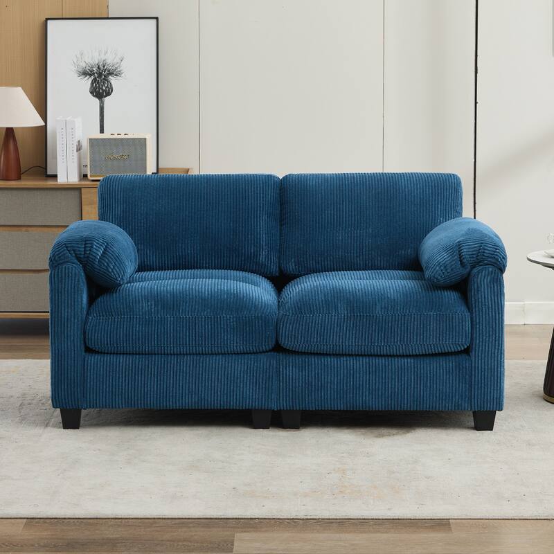Corduroy Loveseats, Soft, Comfortable & Pet-Friendly - Opal Blue