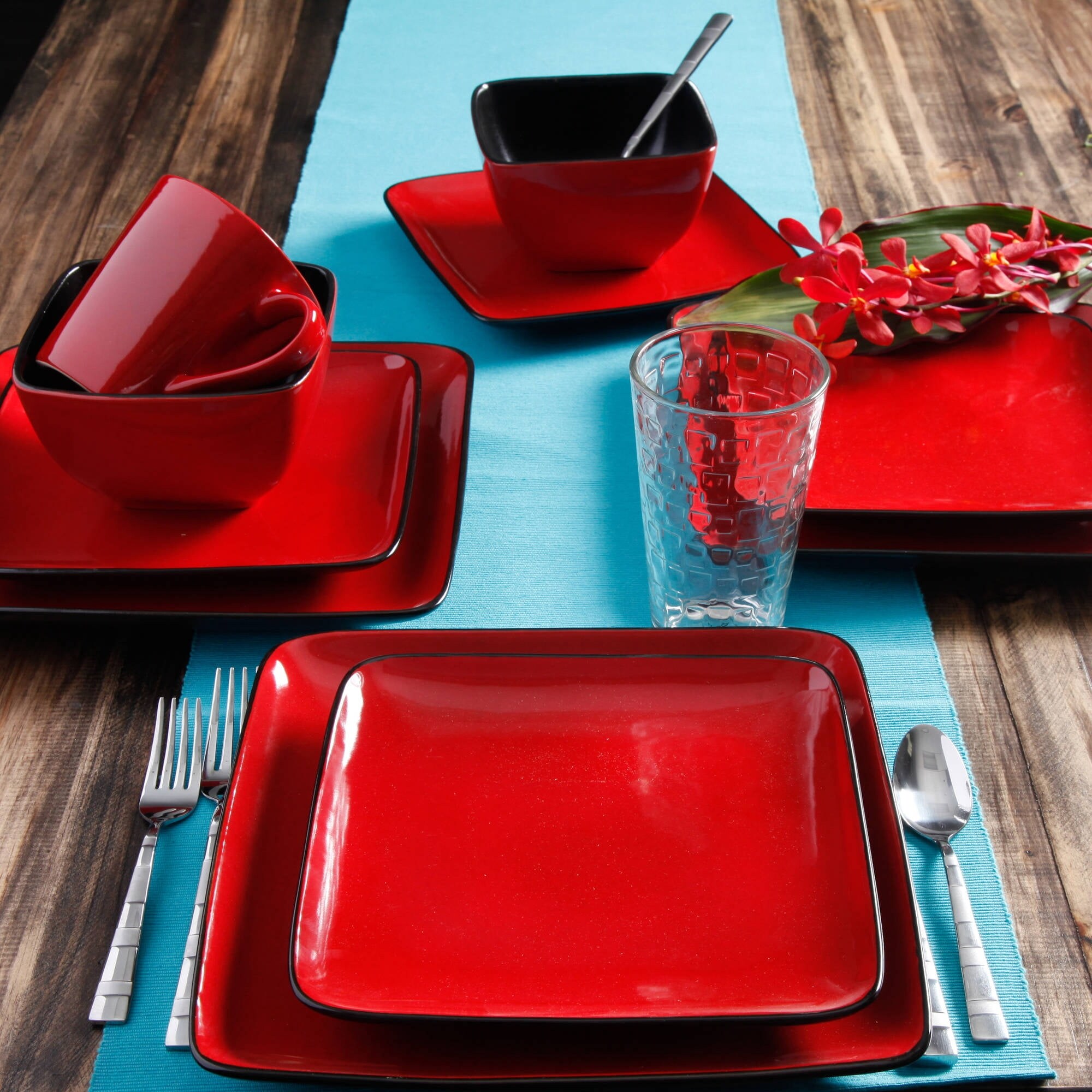 Dinnerware sets red hotsell