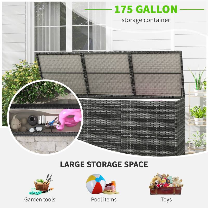 Outsunny 175 Gallon Outdoor Storage Box with Inner Liner