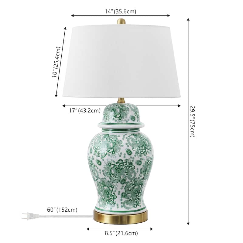 Grace 29.5" Ceramic LED Table Lamp, Blue/White by JONATHAN Y
