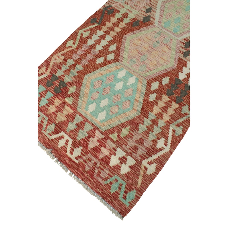 Sun Faded Flatweave Ronna Red/Ivory Runner - 2'9" x 9'7"