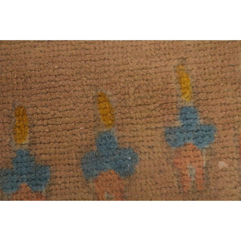 Hand Knotted Oriental 100% Wool Carpet Traditional Floral Oranges & Rust Tabriz Area Rug - 9' 7'' X 6' 2''