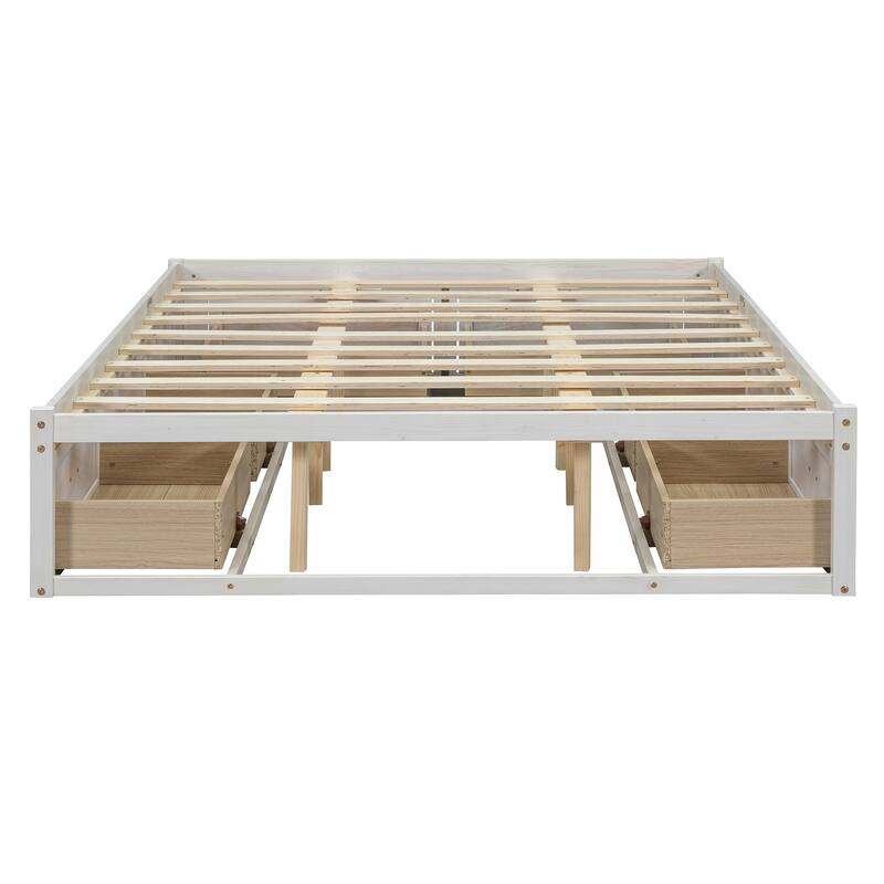 Queen Size MDF Platform Bed with 6 Storage Drawers