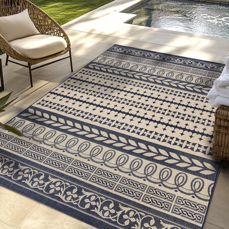 Gertmenian Paseo Burke Bohemian Striped Polypropylene Flatweave Indoor/ Outdoor Area Rug