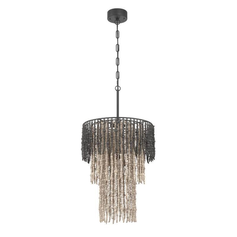 Beaded 3-Tier Chandelier - Black;White