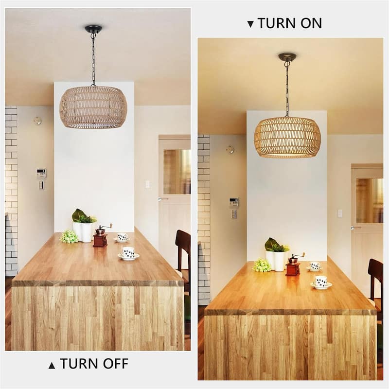 Rattan Farmhouse Brown Chandelier Light Fixtures
