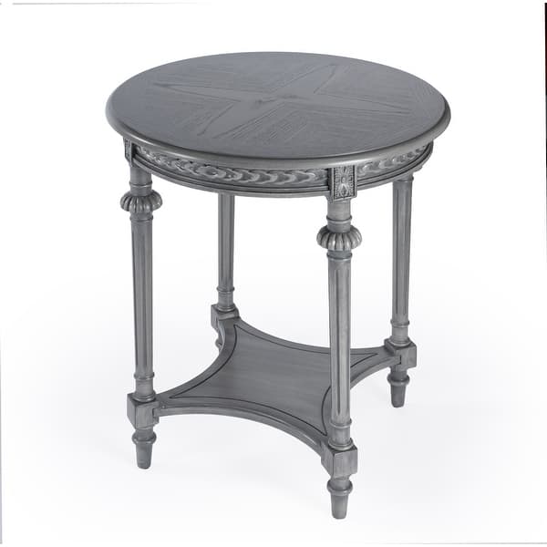slide 2 of 8, Hellinger 24 in. W Round Wood Tall End Table with Open Shelf Grey