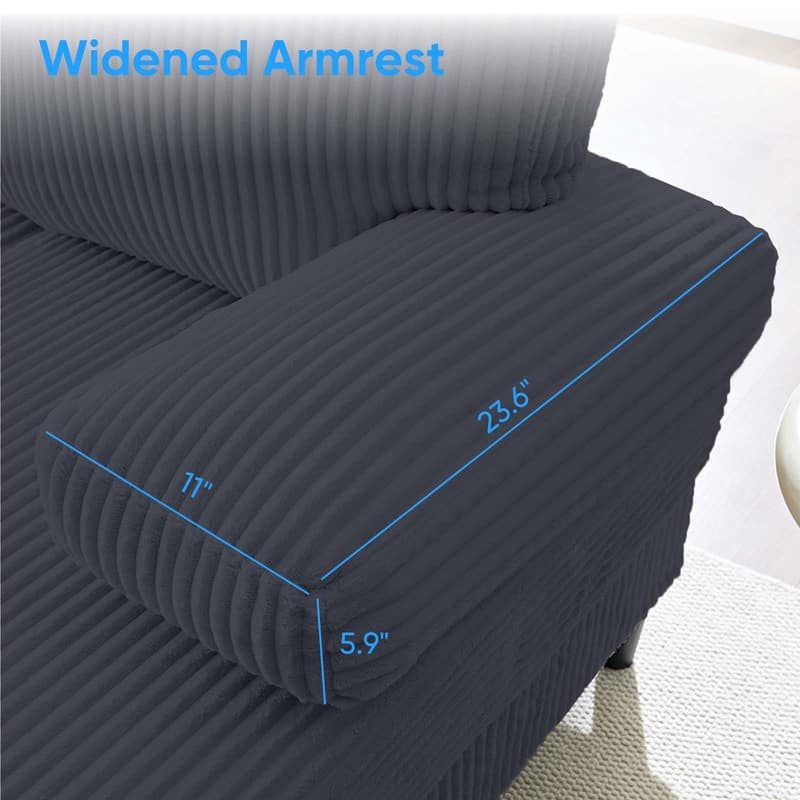 Mixoy W110"U-Shaped Sectional Sofa Couches with Double Chaises and Sleepable Armrests,Corduroy Upholstered 4-Seater Sofa
