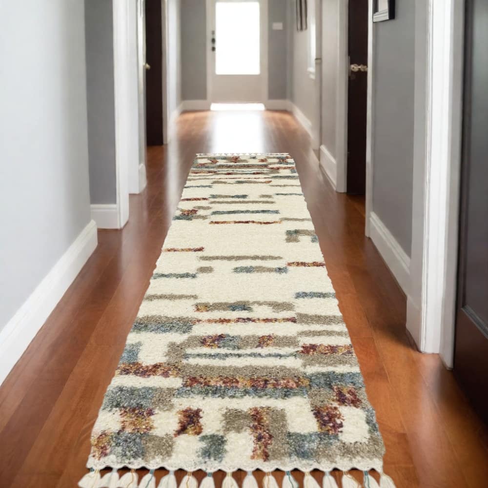 HomeRoots Abstract Modern Runner Area Rug