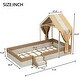 preview thumbnail 4 of 6, Twin Size PU House Platform Bed Frame with Curtains & Small Staircases