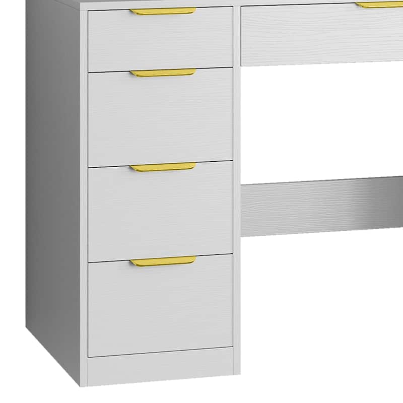 Moasis 9 Drawers Bedroom Vanity Desk,Makeup Vanity with Lighted Mirror and 9 Open Shelves
