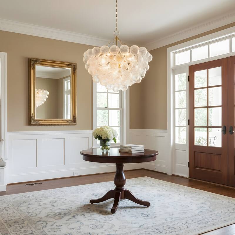 Gold Bubble Ball Chandelier, LED Pendant Light with Glass Globes