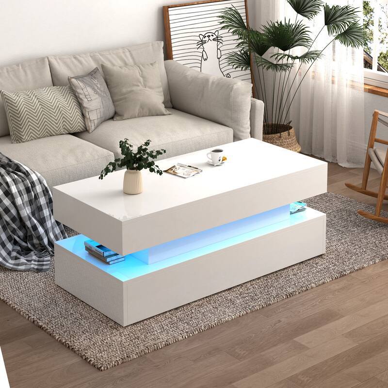 Three-Tier Foldable Coffee Table With Drawers