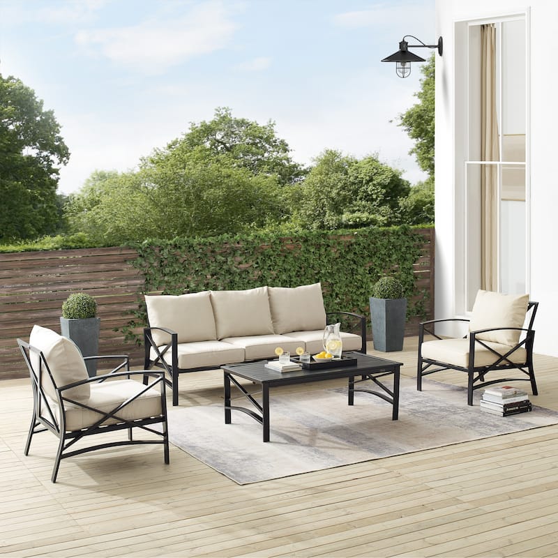 Crosley Kaplan 4Pc Outdoor Sofa Patio Furniture Set - 147 W x 68.5 D x 32 H