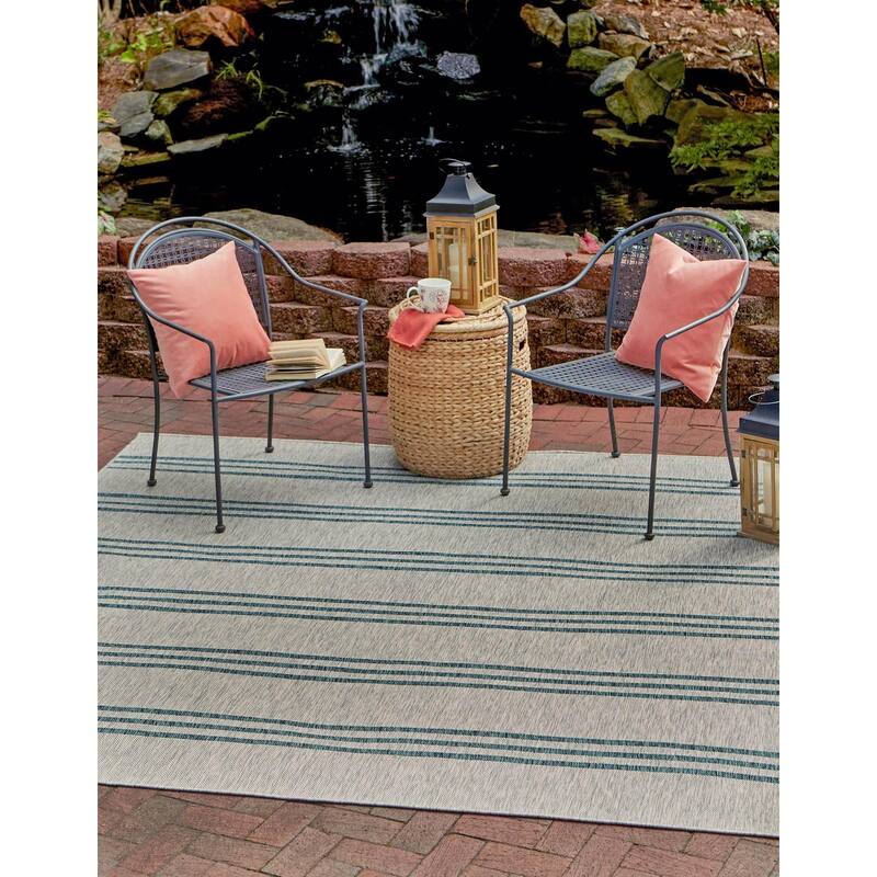 Outdoor Zrand Collection Area Rug - Light Gray - 7'10" Square