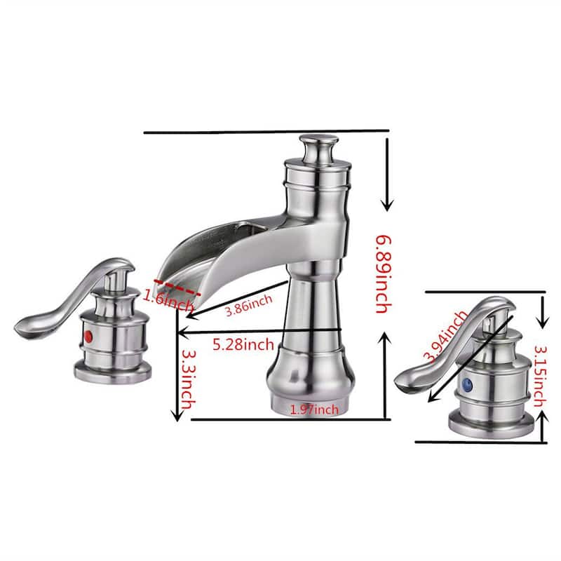 Double Handle Widespread Bathroom Faucet 8 Inch Waterfall Bathroom Sink Faucets 3 Holes Elegent Modern Basin Vanity Taps