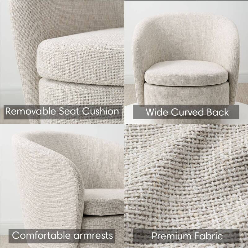 360° Tweed Swivel Barrel Accent Chair