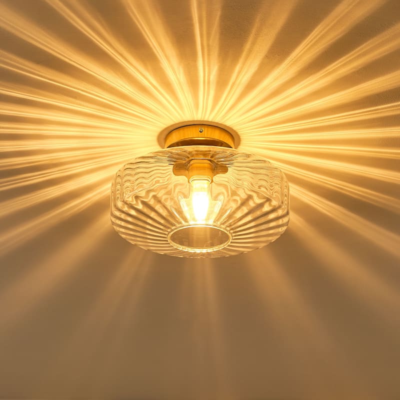 Starsky 1-Light Handcrafted Radiating Texture Art Glass Flush Mount