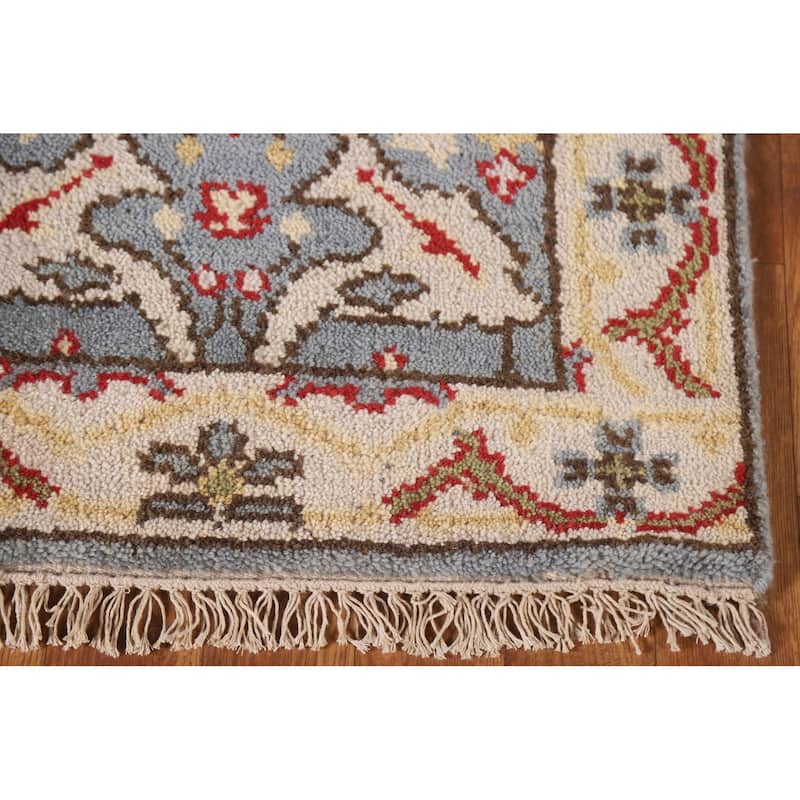 Geometric Grey Oushak Area Rug Handmade Wool Carpet - 2'0"x 3'0"