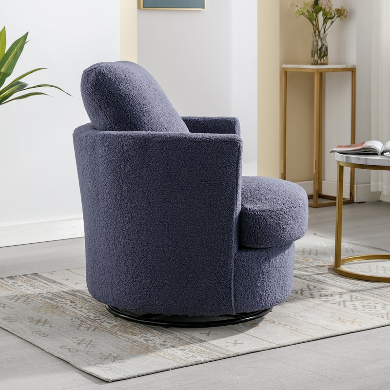 Modern Upholstered Swivel Barrel Chair for Living Room
