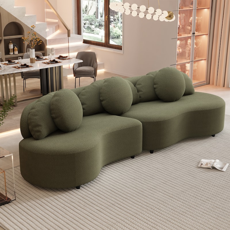 103.5" Foam 3-Seater Sofa with High-Density Cushions & 3 Pillows - Green
