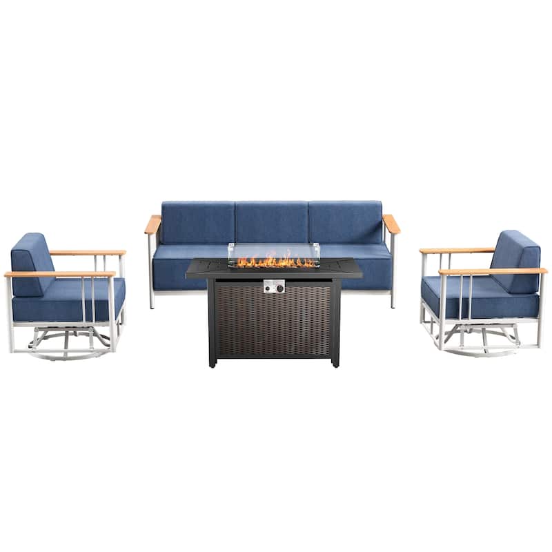 Pocassy 4PCS Sofa Chair with Fire Table
