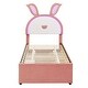 preview thumbnail 6 of 68, LED Rabbit Kids Bed Velvet Upholstered Platform Bed Fairytale Animals Theme Bed with Trundle and 3 Drawers, 12pcs+12pcs Slats