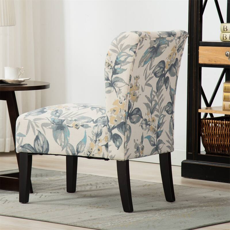 Armless Fabric Accent Chair with Sturdy Wood Frame