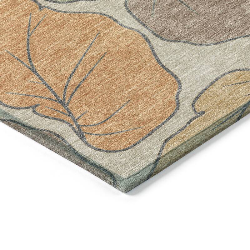 Machine Washable Indoor/ Outdoor Contemporary Floral Chantille Rug