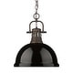 preview thumbnail 1 of 9, Golden Lighting 3602-L RBZ Duncan 14" Wide Pendant Rubbed Bronze / Black