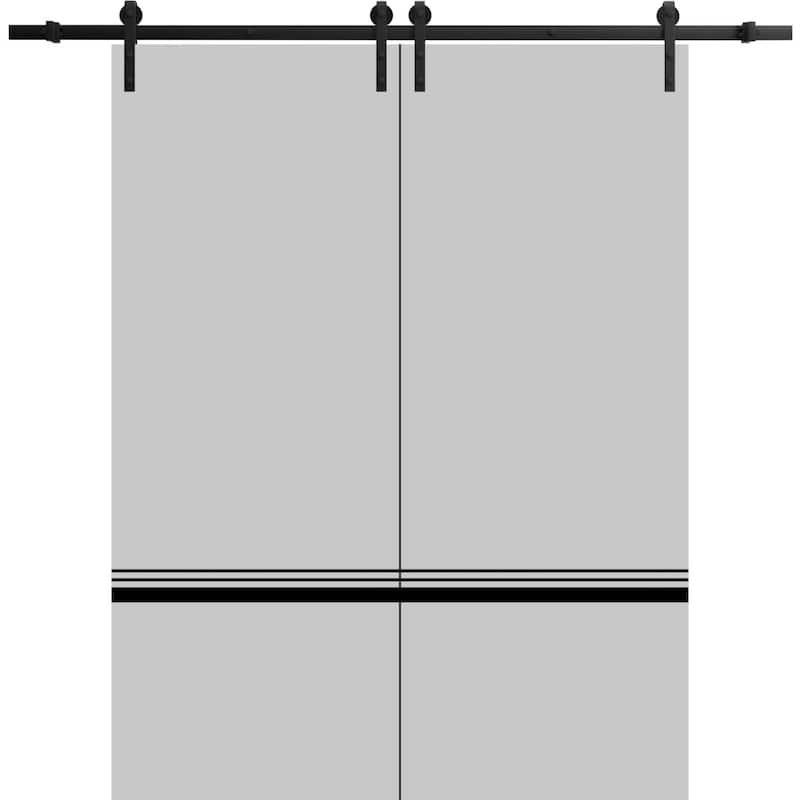 Sturdy Double Barn Door 36 x 80 with Planum 0012 Grey Matte with 13FT - 64" x 84" ( 2* 32x84)