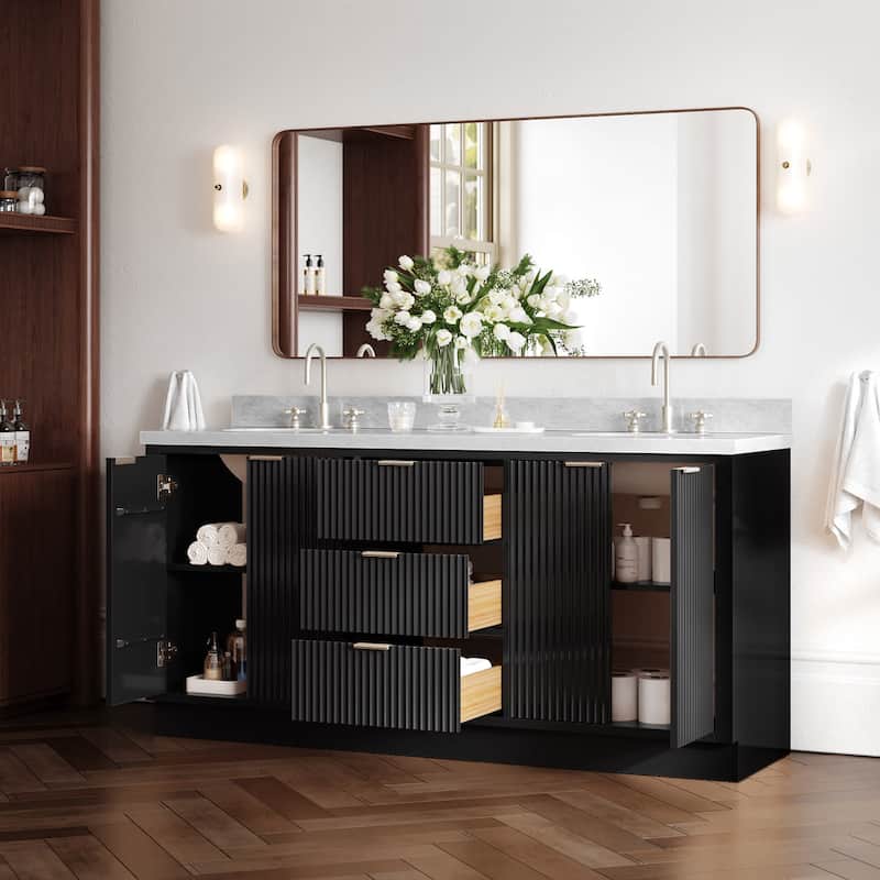 Ariel P73DCWOVO Milan 73" Free Standing Double Basin Vanity Set with