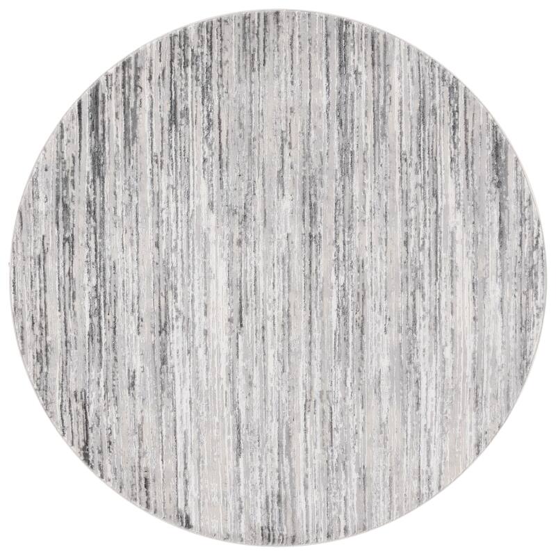 SAFAVIEH Hanna Aoibhinn Modern Contemporary Rug - 6'7" Round - Grey/Ivory
