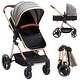 preview thumbnail 12 of 17, 3-in-1 Reversible Baby Stroller with Adjustable Backrest and Canopy Grey