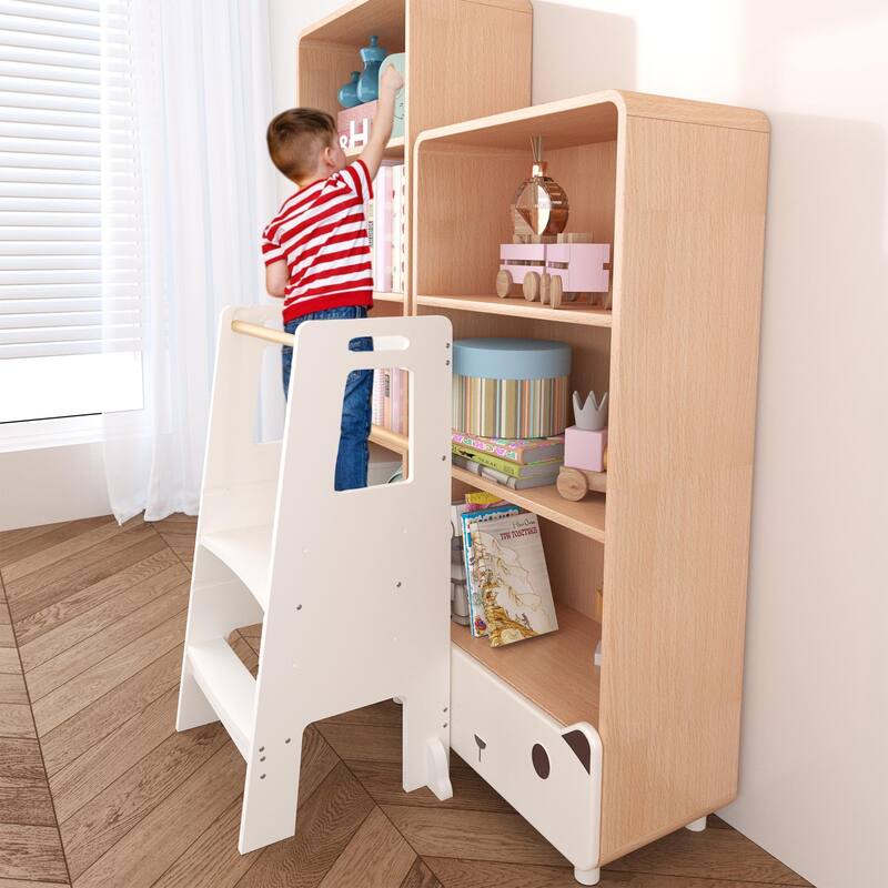 Kids Standing Tower, Child Kitchen Step Stool Toddler Wood Stepping Stool - Children's Montessori Stool - Adjustable Height