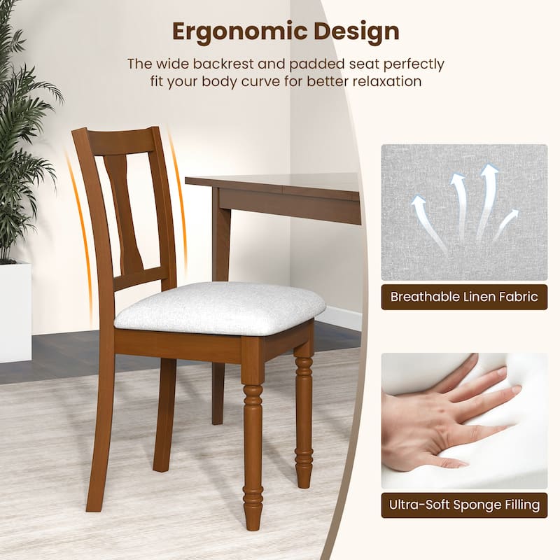 Gymax Set of 4 Upholstered Wooden Dining Chair w/ Seat Storage Space