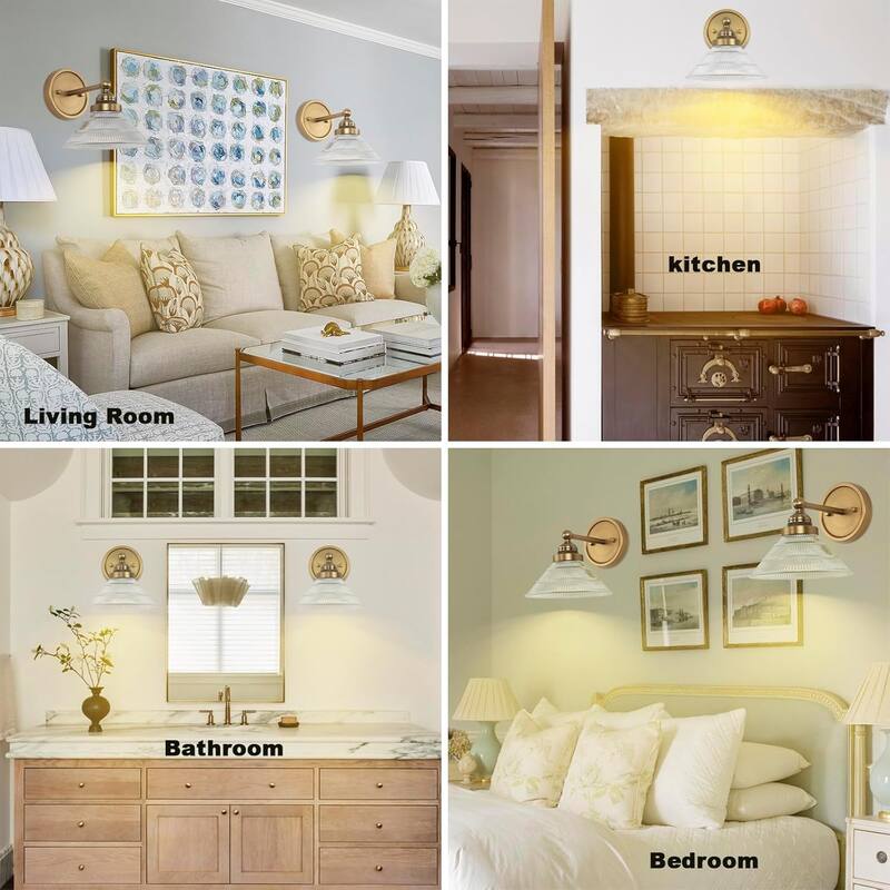 Remote control porch light antique brass wall light glass, metal vanity light