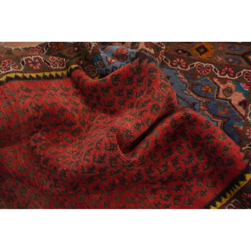 Hand Knotted Oriental 100% Wool Carpet Traditional Geometric Oranges & Rust Botemir Runner Rug - 10' 3'' X 3' 9''