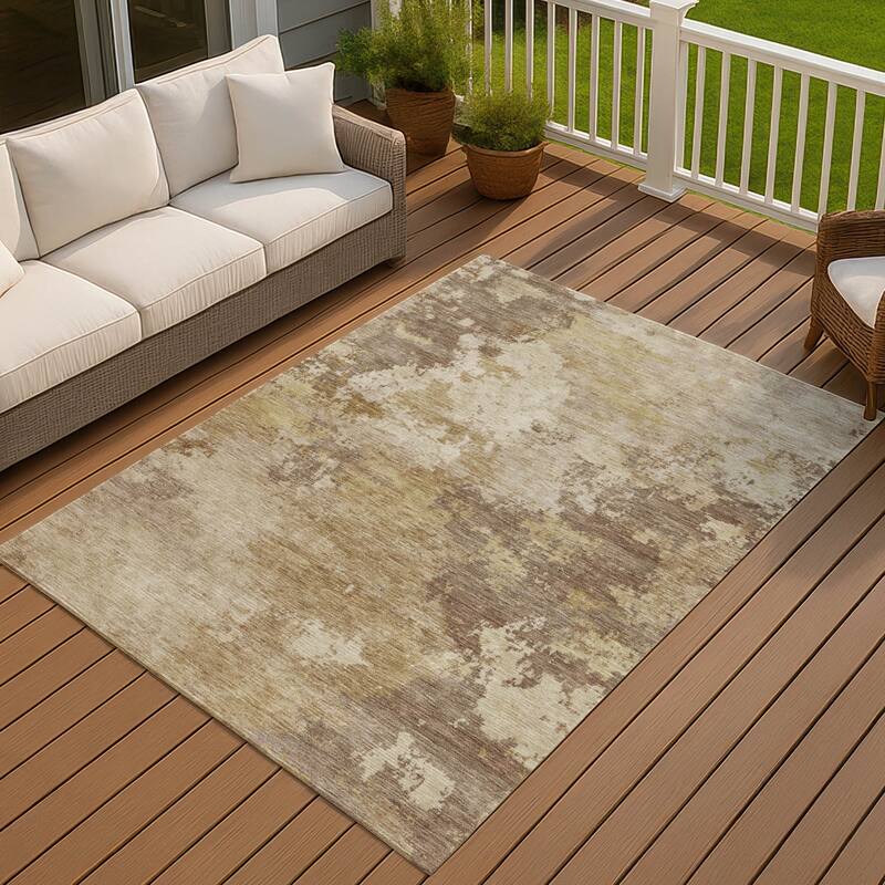 Machine Washable Indoor/ Outdoor Modern Contemporary Chantille Rug - Wheat - 5' x 7'6"