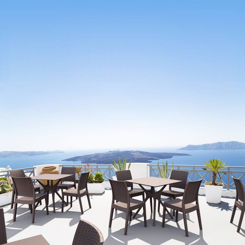 31.5" Brown Solid Square Patio Dining Table